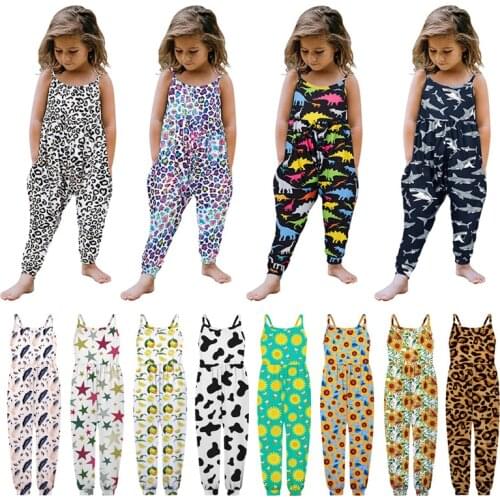 Childrens European and American Summer Girls Sling Strapless One-piece Printed Girls' Wear Spotted Printed Shark Women