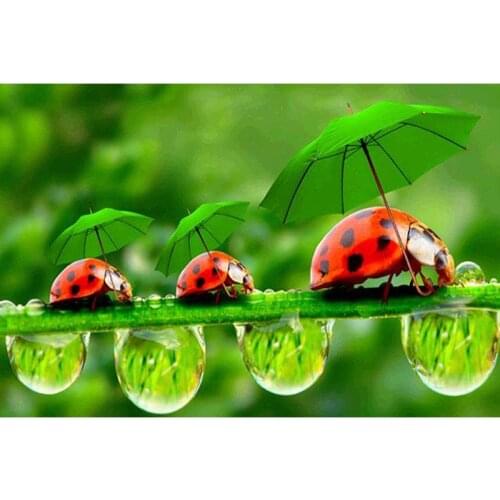 DIY 5D Diamond Painting Mosaic Green Umbrella Ladybug Handmade Diamond Cross stitch Set Diamond Embroidery