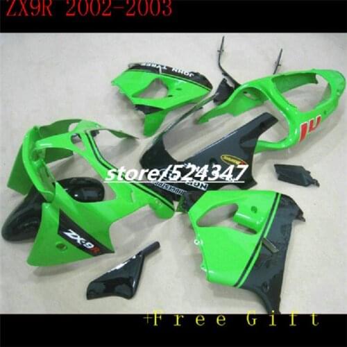 For Kawasaki Ninja 02 03 ZX9R High Quality ZX-9R 9 R ZX 9R 02-03 green Black 2002 2003 Full Fairings Kits