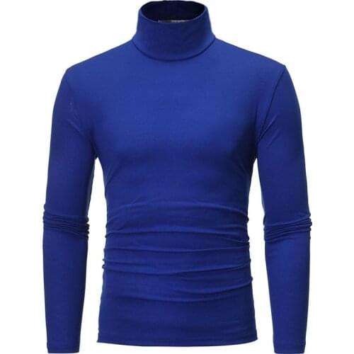 Men tshirt Tops M-3XL 2021 New Mens Solid Color Turtleneck T Shirts Male Slim Fit Long Sleeve T Shirts Black White