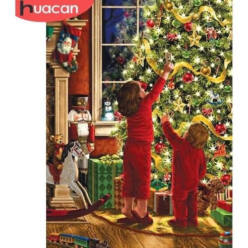 HUACAN DIY 5D Diamond Painting Christmas Tree Home Decoration Full Square Drill Embroidery Picture Handcraft Art Kits