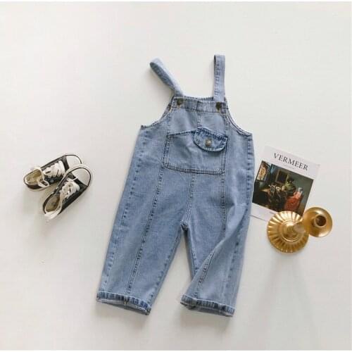 Toddler Girls Overalls Fashion Korean Denim Jumpsuits for Boy 2 3 4 5 6 7 Years Baby Kids Jeans 2020 Spring Children Jumpsuit