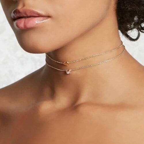 Hot Newest fashion accessories Bohemia layer alloy heart shaped with crystal chain necklace for couple lovers' N393