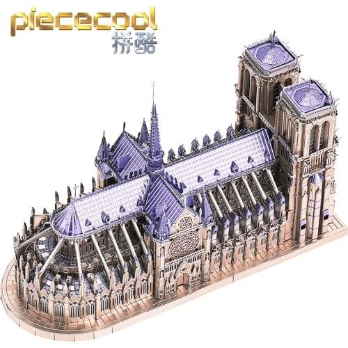 Piececool 3D Metal Puzzle NOTRE DAME CATHEDRAL PARIS building model KITS Gift jigsaw Toys For Children
