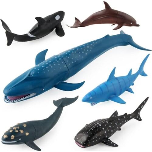 6Pcs Simulation Whale Shark Ocean Animal PVC Model Figurine Kids Toy Table Decor Intelligence Develop Early Learning Toys