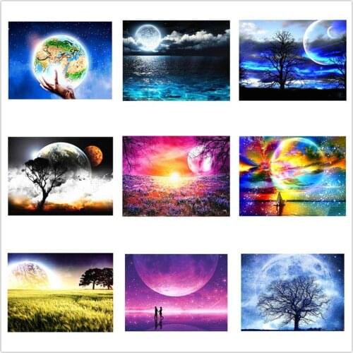 Dpsprue Full Square/Round Drill 5D DIY Diamond Painting "Moon Scenery" 3D Embroidery Cross Stitch 5D Home Decor Christmas Gift