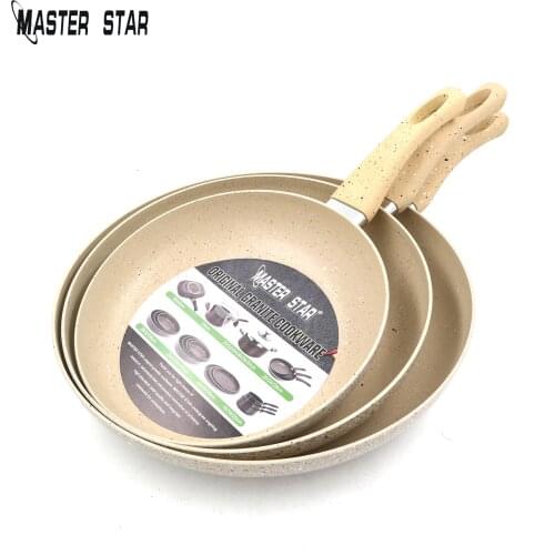 Master Star 2020 New Granite Coating Fry Pan Set Marble Coating Frying Pan Non-stick Fire Use Cooker 20/24/28 Pan Set