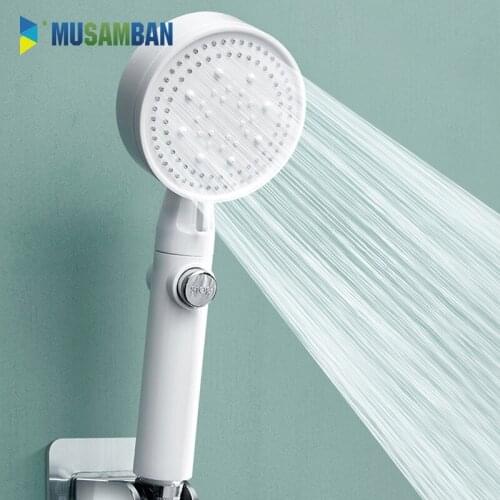 MUSAMBAN Pressurized Shower Nozzle 4 Modes Shower Head Pressurized Rain Shower Head Water Saving Home Bathroom Accessories Set