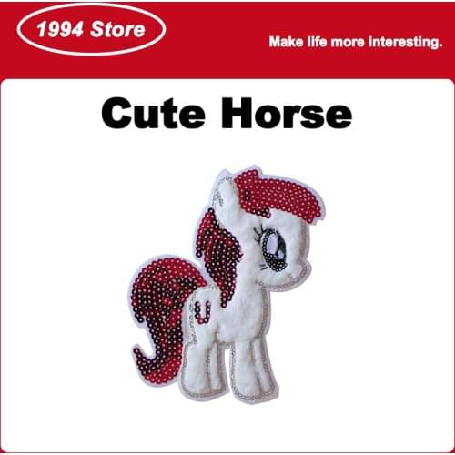 Animal Sequin Patches For Clothes Cute Horse Embroidery Patch Sew on T-Shirt Jacket Handbags Hats Cartoon Decorative Badges