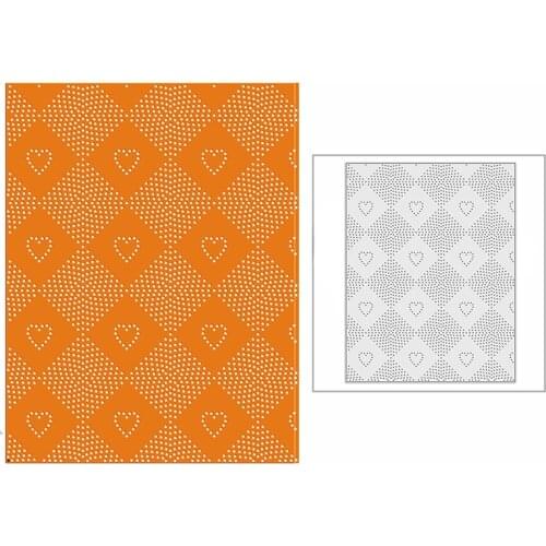 New 2021 Spotted Heart Square Panel Metal Cutting Dies for DIY Scrapbooking and Card Making Background Embossing Craft No Stamps