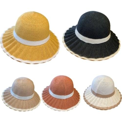 Corrugated Brim Color Bucket Hat Adult Fishermans Hat Summer Flat Bob Hat Trend Outdoor Sunshade Panama Caps
