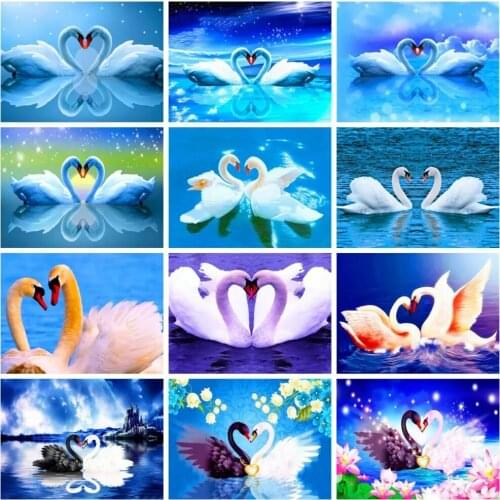 PDMDOG Diy Diamond Painting Lovers Swans Pictures Of Rhinestones Diamond Embroidery Cross Stitch Animal Mosaic Sale Home Decor