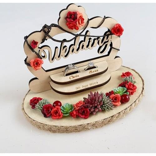 Personalized Rustic Wedding Wood Ring Box Holder Custom Your Names and Date Wedding Ring Bearer Box