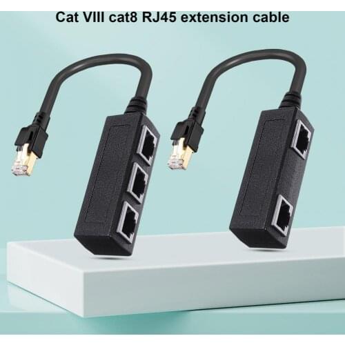 Ethernet Adapter Cat8 Ethernet Splitter 40Gbps High Speed 2000Mhz RJ45 1 Male to 3 Female LAN Adapter Cable for Cat5 Cat5e Cat6