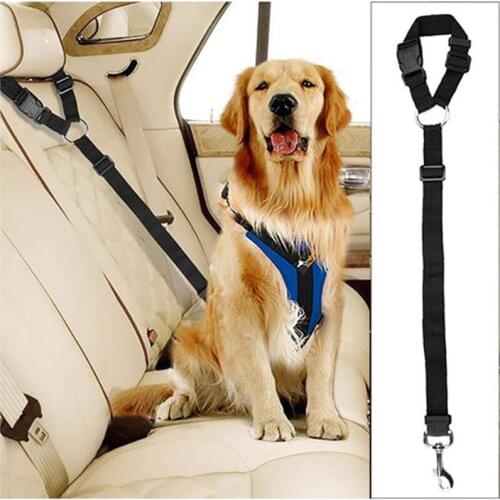 Dog Cat Safety Seat Belt Strap Car Headrest Restraint Adjustable Nylon Dog Restraints Vehicle Seatbelts Harness Pet Accessories