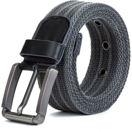 Vintage Women High Quality Outdoor Belts Canvas Military Tactical Belt Man Alloy Pin Buckle Stripe Casual Jeans Belts