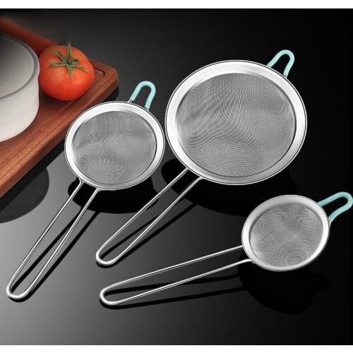 Fine Mesh Food Stainless Steel Strainers screen mesh oil strainer flour sieve Baking tools optionally
