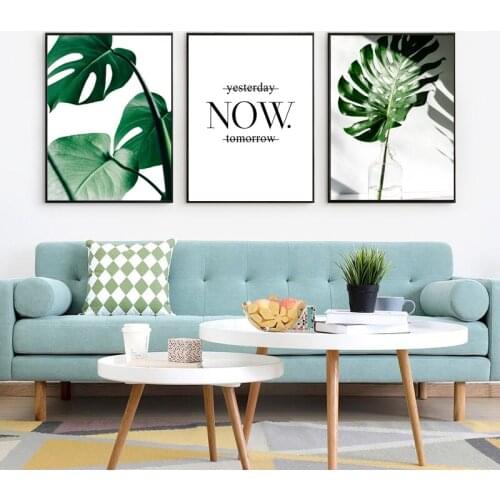 Scandinavian Style Green Tropical Leaves Wall Art Canvas Painting Plants Nordic Posters and Prints Wall PicturesFor Living Room
