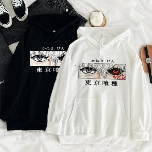 Tokyo Ghoul Hoodie Japanese Anime Kaneki Ken Eye Manga Print Loose Punk Sweatshirt Harajuku Oversize Womens Hoodie Streetwear