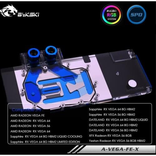 Bykski Water Block For AMD RADEON RX VEGA 56/64,Sapphire RX VEGA 64 8G HBM2/DATELAND RX VEGA 64 8G HBM2,XFX Radeon,A-VEGA-FE-X