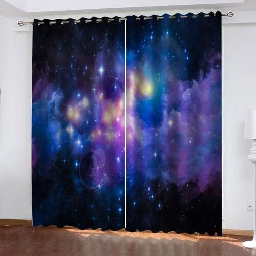 Custom pueple stars curtains 3D Curtains For Living room Bedding room Office thickened windshield blackout curtains