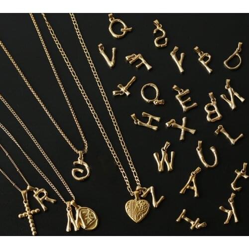 RHYSONG Fashion Charm Capital Letter A-Z Pendant For Women Jewelry Making Bulk Stainless Steel Pendentifs Without Chain Necklace