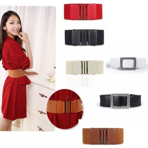 Rhinestone square buckle pure leather belt Women Korean style all match leather belt dress decorative wide waist