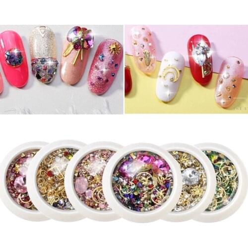 1 Box Nail Art supplies 3D Rhinestones Crystals DIY Gems Charms Mix Strass Decorations Jewelry Gel Glitter Nails Accessories