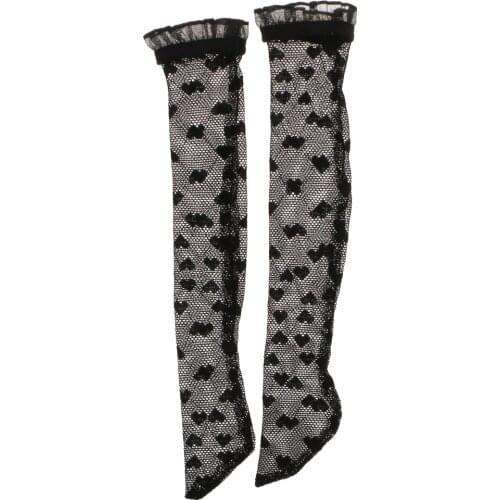 3xBlack Over The Knee Heart Lace Stockings Socks for 1/3 BJD SD DOD Dolls