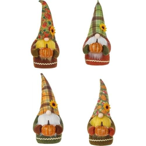 4PCS Thanksgiving Love Cute Pumpkin Head Faceless Doll Decoration Creative Dwarf Elf Festival Figurine Doll Decoration
