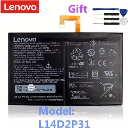 3.8V 7000mAh 26.6Wh Original L14D2P31 Battery For Lenovo Tab 2 A7600-F A10-70F Tab2 A10-70 A10-70L Battery