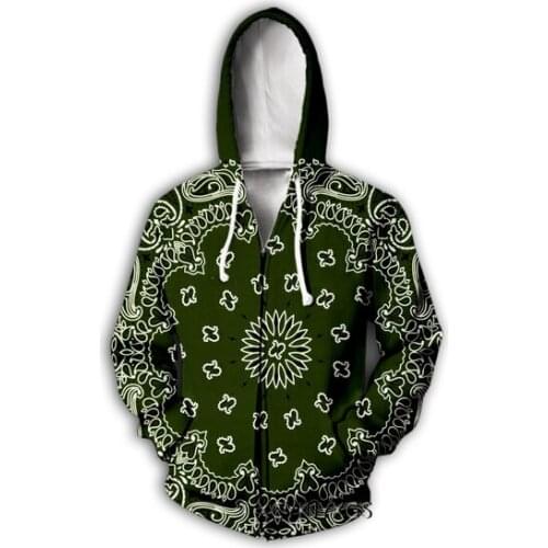 Bandana Pattern 3D Print Causal Clothing New Fashion Men/ Women Zipper Hoodies Plus size S-7XL harajuku man hoodies