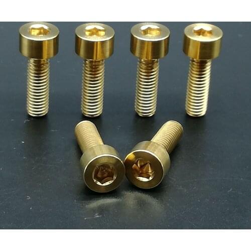 6pcs Titanium Ti M5X16mm Golden Socket Head Screws Bolts For Bike Parts Bicycle Accessories Stem M5 Screw
