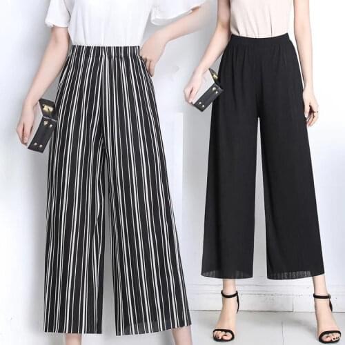 Women Pants Cool High Waist Women Draping Effect Baggy Straight Trousers Summer Cropped Pants Pantalones De Mujer