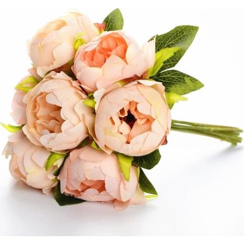 2pcs 7 heads peony bouquet artificial silk flower wedding supplies Bride holding flower home decoration accessories fake flowers