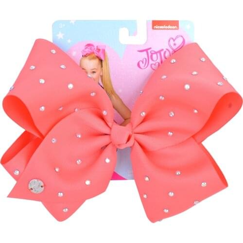 1 Piece JOJO Siwa Solid Rhinestone Hair Bows With Clip For Kids Girls Handmade Boutique Hair Clip Hairgrips Hair Accessories