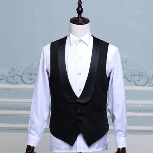 Black Men Vest for Wedding Tuxedo One Piece Custom Man Suit Waistcoat with Shawl Lapel Male Fashion New Arrival