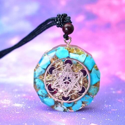 Colorful 3.6cm Retro Reiki Orgone Pendant Generator Adjustable Neck Cord Jewelry for Spiritual Consolation Men Women Amulet