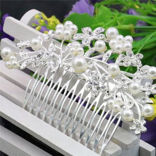 Flower Crystal Pearl Hairpin Hair Comb Fashion Hair Clips Women Headwear DIY Wedding Bridal Jewelry Accessories Girl Gift