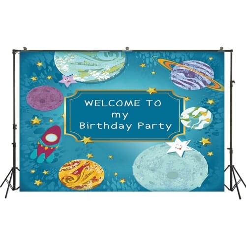 HUAYI Photography Backdrops Birthday Photo Backdrop Astronaut Boys Baby Shower Birthday Party Decor Banner Background W-967