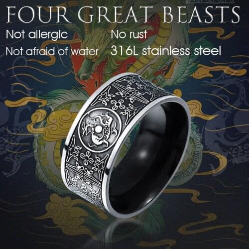 Beier 316L Stainless Steel Nordic Vikings Unique Animal Northern Europe Amulet scandinavian Dragon and tiger ring jewelry LR386