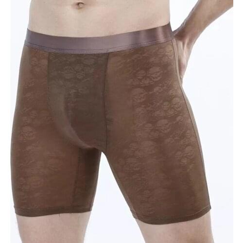 3pcs Mens Pajama Underwear With Long Ice Silk Sexy Breathable Long Boxer Briefs Anti-wear High-quality Underwear For Men