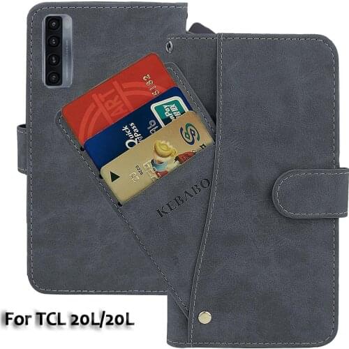 Leather Wallet TCL 20L Case 6.67" Flip Fashion Luxury Front Card TCL 20L+ 20 Plus Cases Cover Business Magnetic Phone Bags