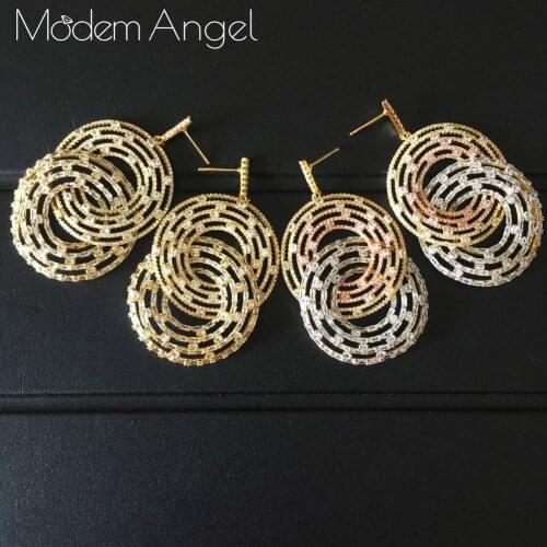 ModemAngel trendy Lines Cubic Zircon Brazil Style Women Long Earring drop dangle Unique Design Fashion Jewelry Party