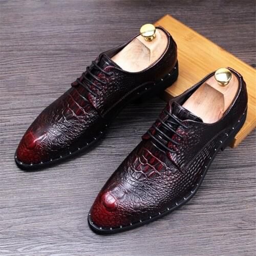 Mens leather shoes lace up wedding party shoes mens business office Oxford shoes flat large size mens fashion