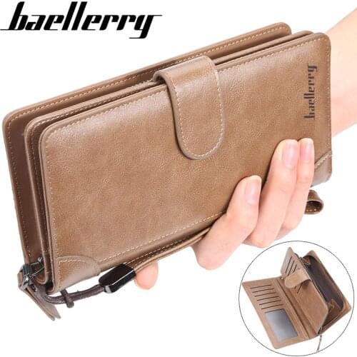 Baellerry Men Long Wallets Male Business Coin Pocket Multi Card Position Mid Length Clutch Buckle Zipper Purse billetera hombre