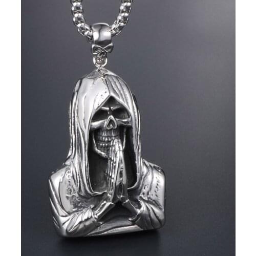 Classic Retro stainless steel skeleton pendant necklace Fashion Male death skull Pendant & Necklace for men gift