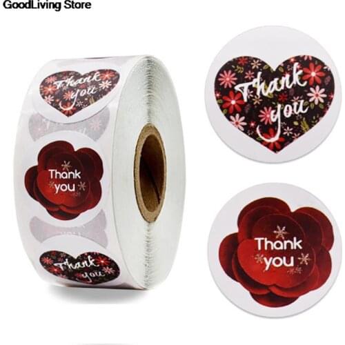500pcs/roll labels Heart Shaped Thank You Stickers Gift Decoration Sticker for Package