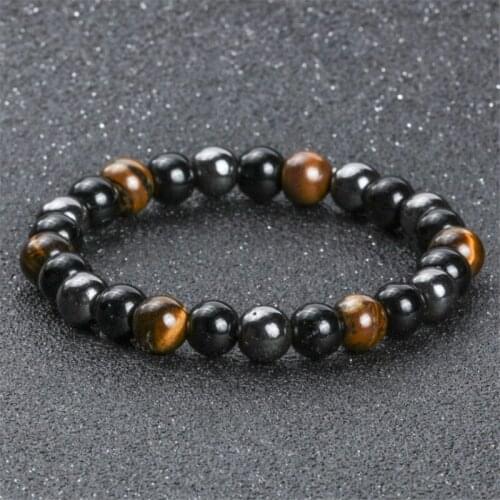 Natural Black Obsidian Hematite Tiger Eye Beads Bracelet Men for Magnetic Health Protection Women Yoga Jewelry Pulsera Hombre