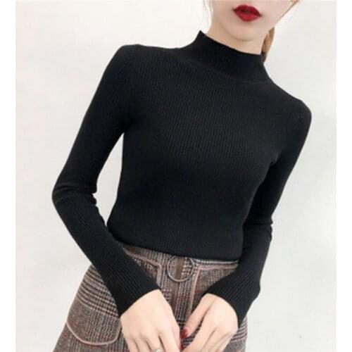 New High Quality Fall Turtleneck Sweaters Women Solid Color Long Sleeve Sweaters Winter Knitted Casual Pullovers Top